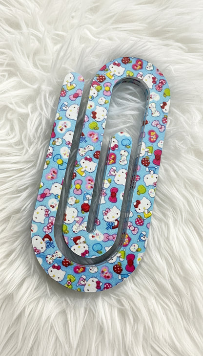 Blue Hello Kitty-Inspired Oversized Paperclip Bookmark! 💙🎀
