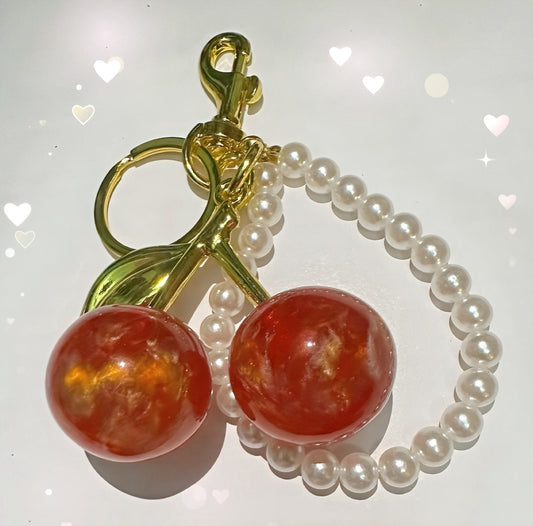Peach bag charm