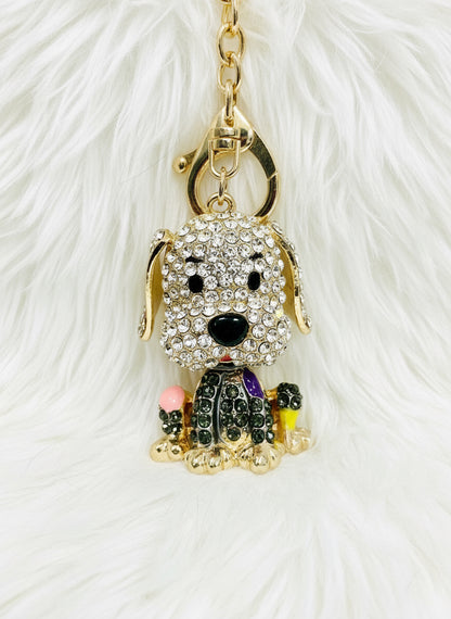 ✨ Rhinestone Puppy Keychain