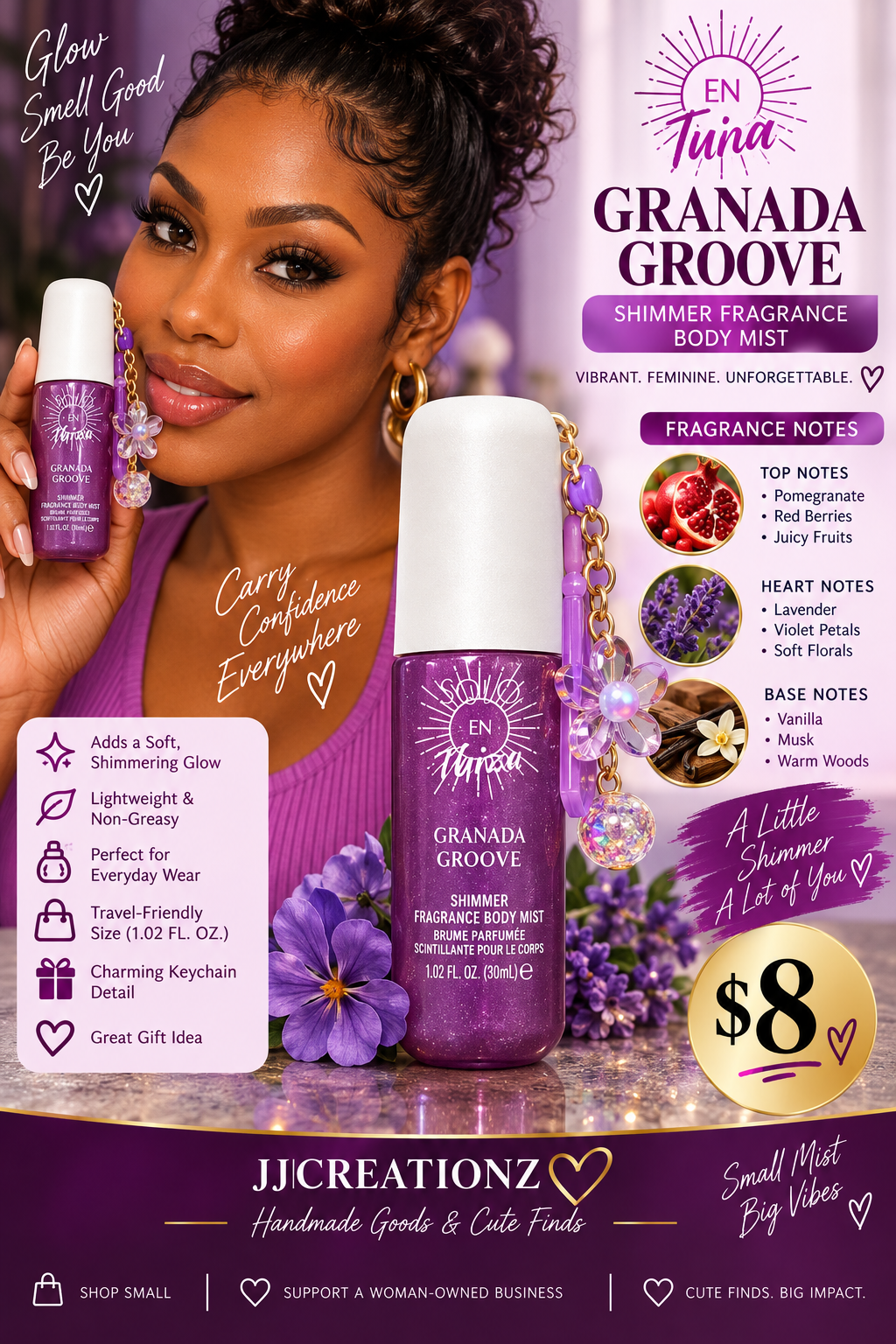 En Tuina Granada Groove Shimmer Fragrance Body Mist – 1.02 oz