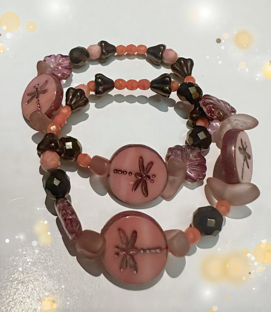 Pink dragonfly bracelet
