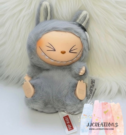✨ Pop Mart labubu Bunny Plush Collectible Figurine – Gray Fuzzy Edition ✨