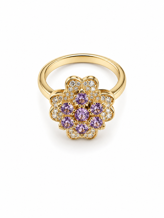 Golden Blossom Crystal Ring