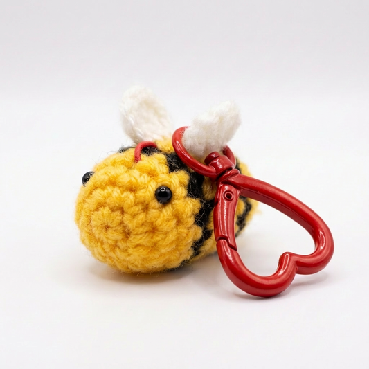 Handmade Crochet Bee Keychain – Cute Plush Bumblebee Bag Charm