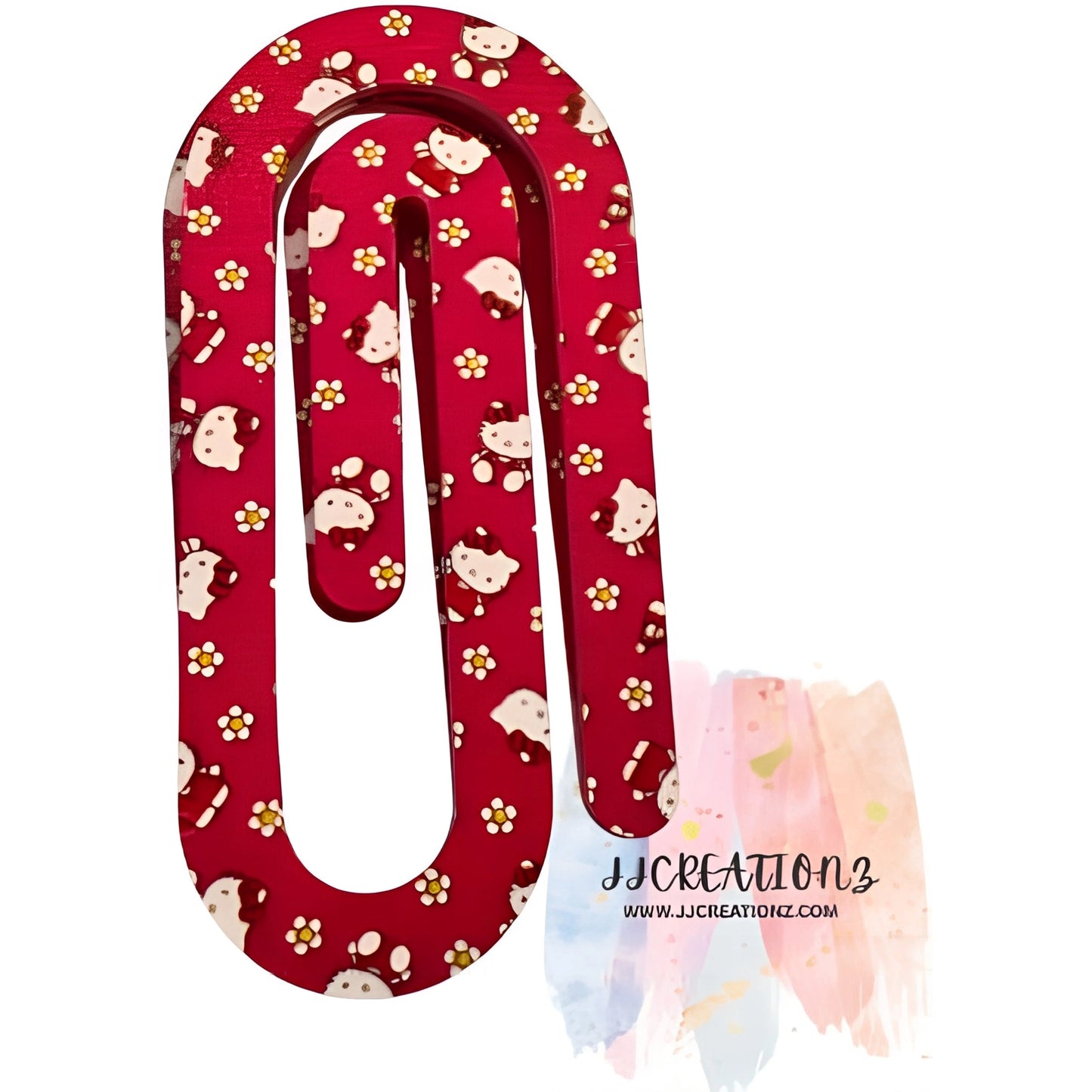 Red Hello Kitty-Inspired Oversized Paperclip Bookmark! ❤️✨