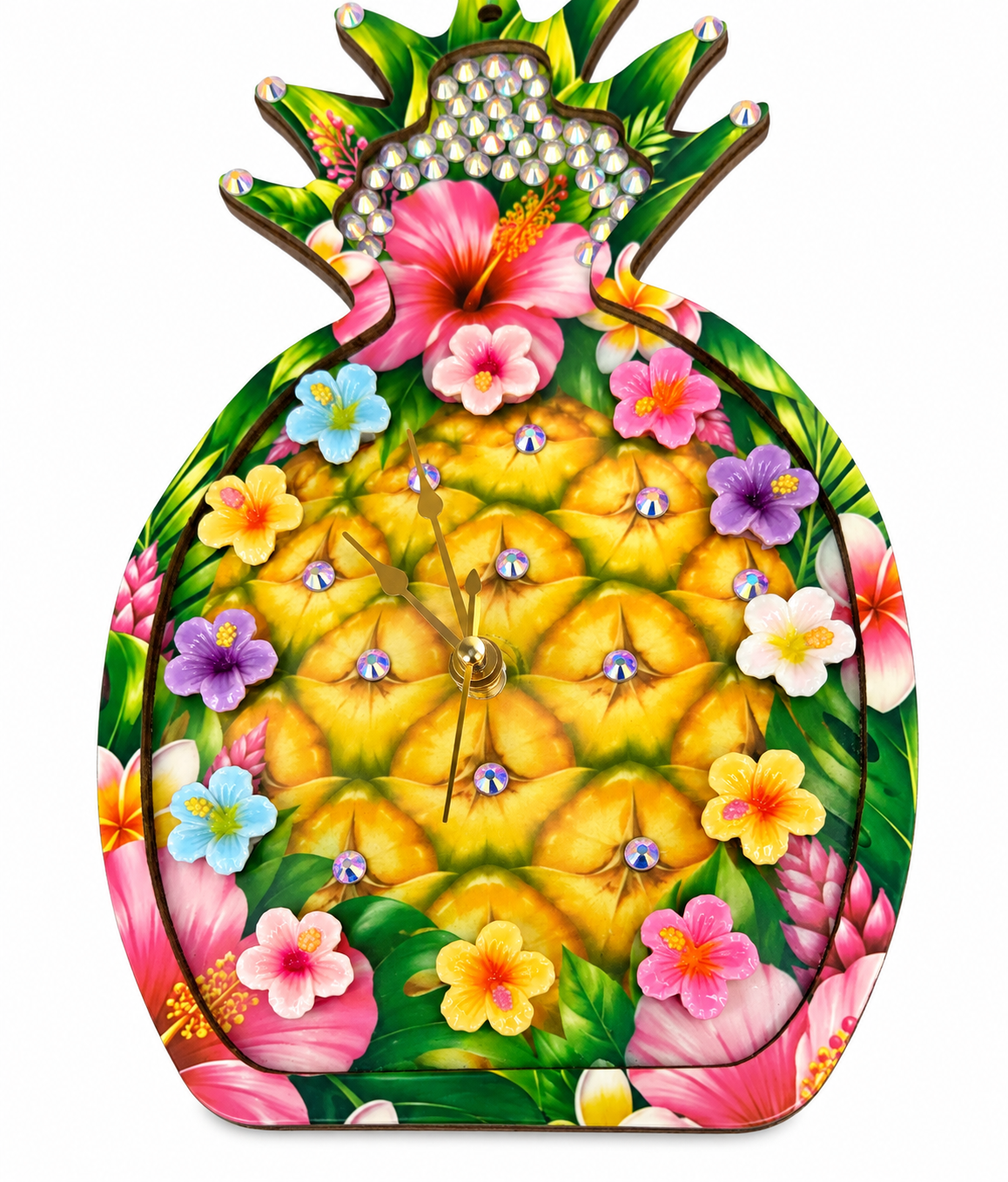 Tropical Pineapple Floral Wall Clock