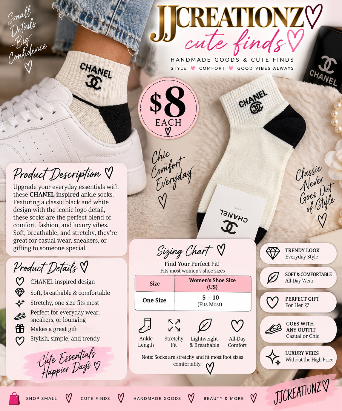 Black & White Designer-Inspired Ankle Socks