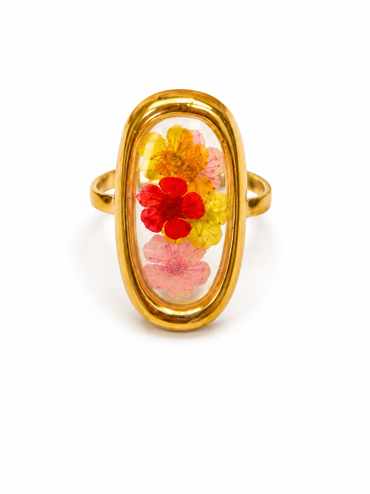 Beautiful handmade floral resin ring