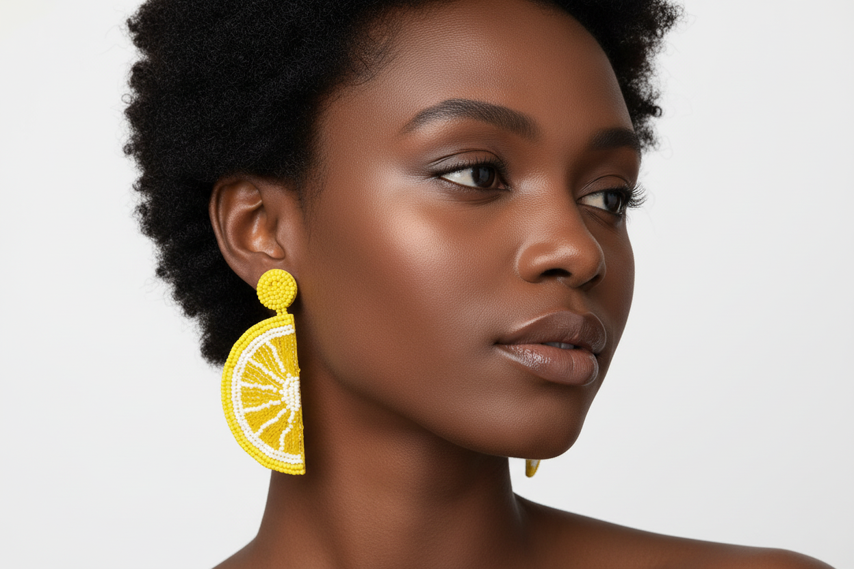 Lemon Slice Beaded Earrings