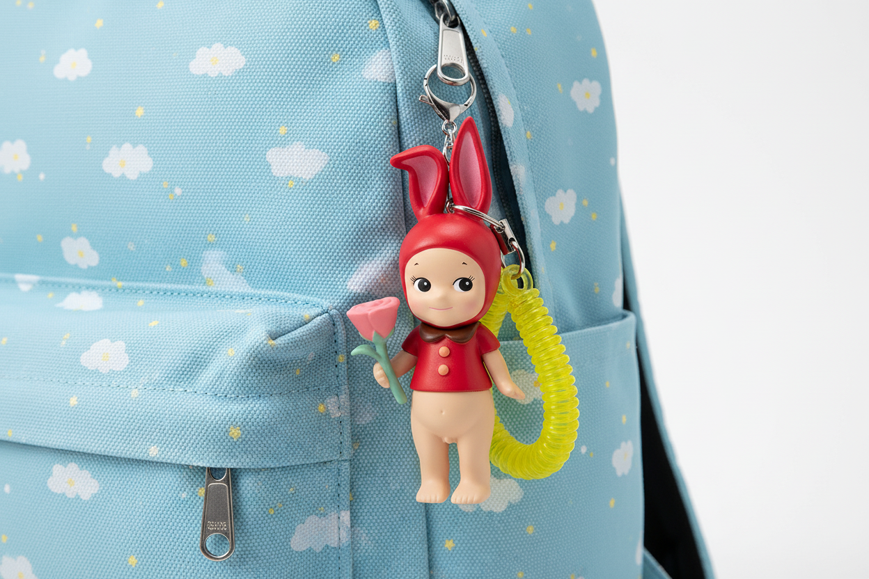 Red Bunny Doll Charm Keychain – Cute Kawaii Bag Accessory