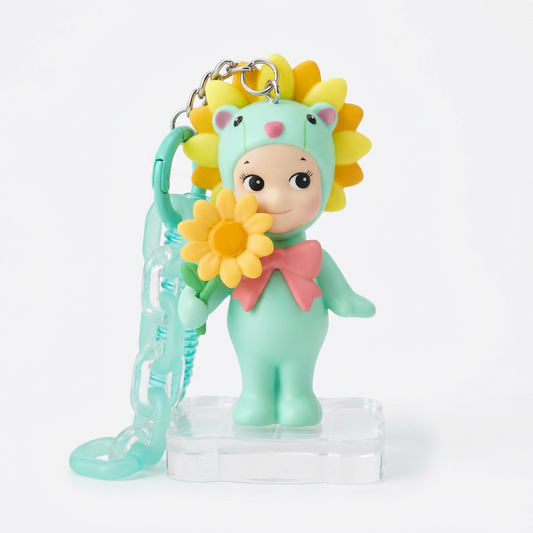 Sunflower Baby Doll Charm Keychain – Cute Floral Kawaii Bag Accessory