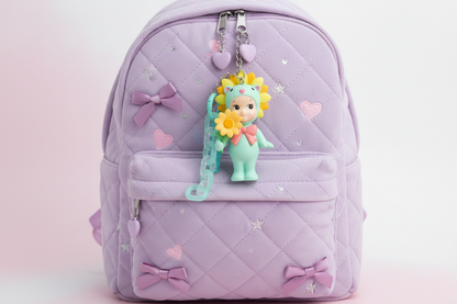 Sunflower Baby Doll Charm Keychain – Cute Floral Kawaii Bag Accessory