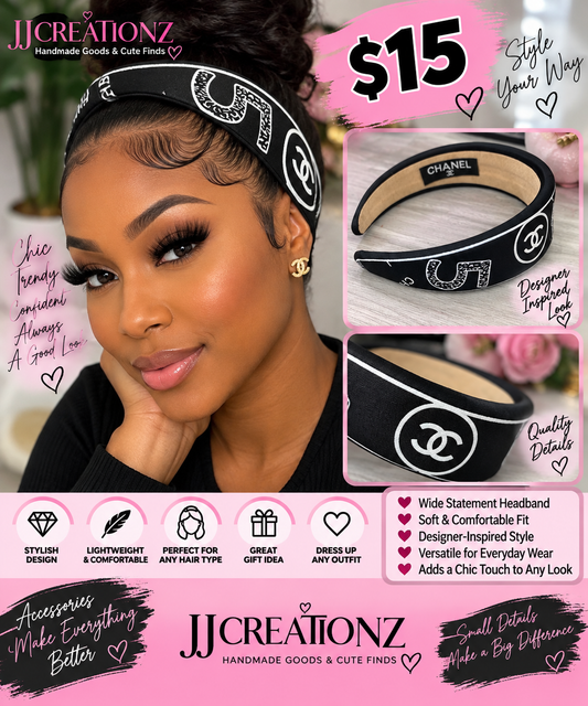 Black & White Designer-Inspired Wide Statement Headband