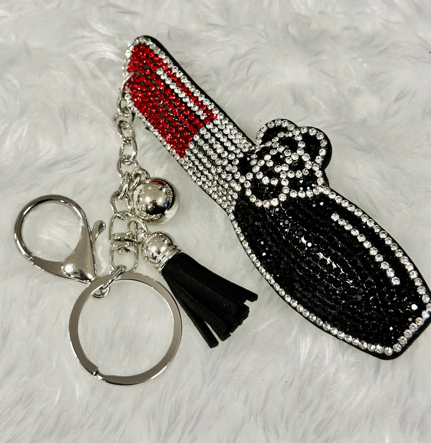 💄✨ Large Sparkling Lipstick Charm Keychain