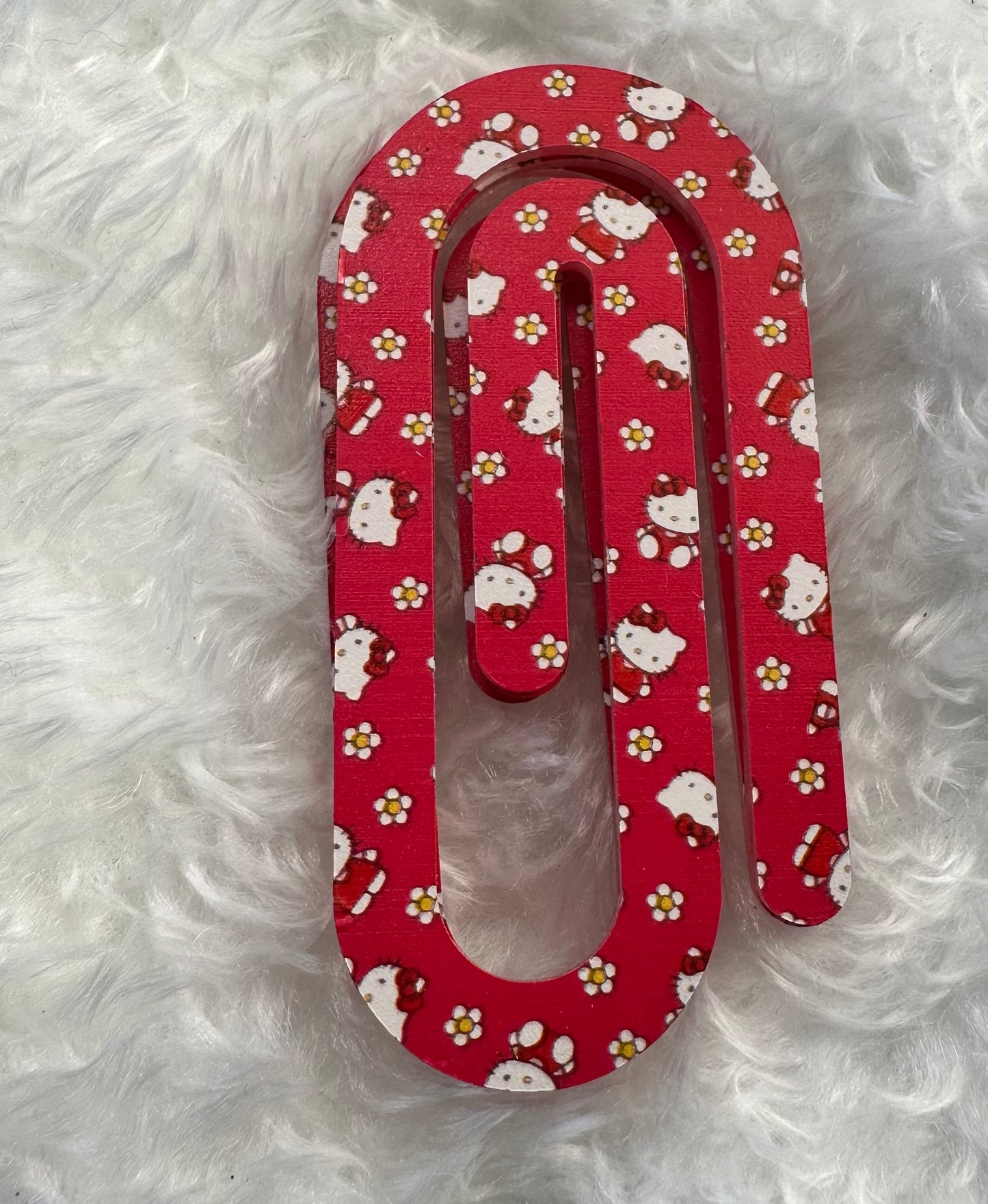 Red Hello Kitty-Inspired Oversized Paperclip Bookmark! ❤️✨