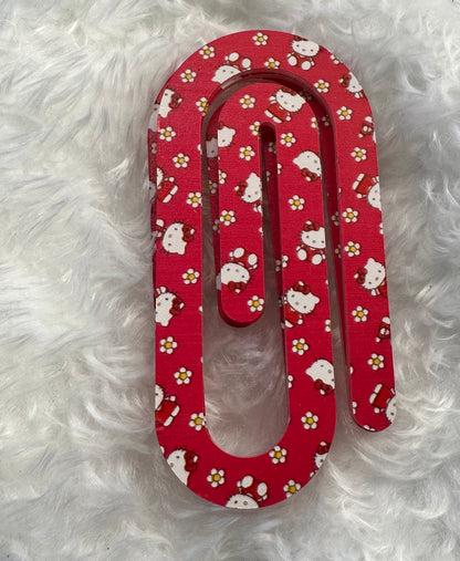 Red Hello Kitty-Inspired Oversized Paperclip Bookmark! ❤️✨