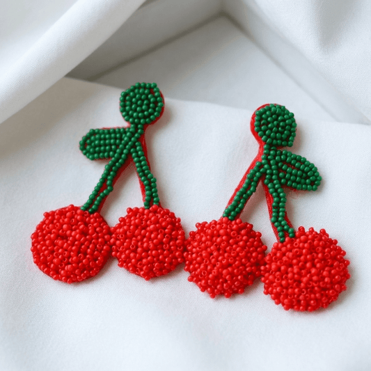 Cherry Beaded Earrings