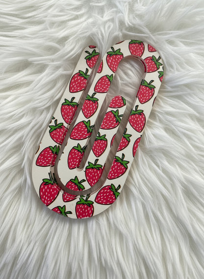 Strawberry-Themed Oversized Paperclip Bookmark! 🍓✨