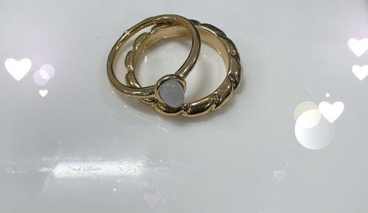 Moon stone gold ring set