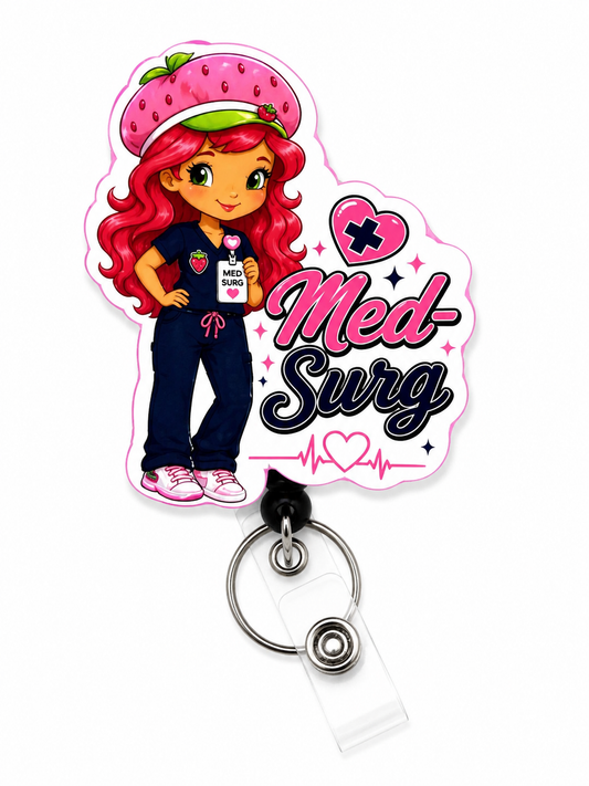 Strawberry Med-Surg Nurse Badge Reel – Cute & Vibrant