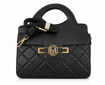 Black Quilted Top Handle Crossbody Bag