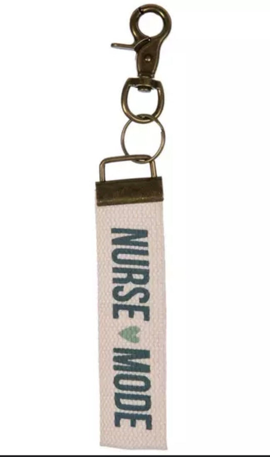 🩺 “Nurse Mode” Fabric Keychain – Sturdy Canvas with Antique Brass Clip