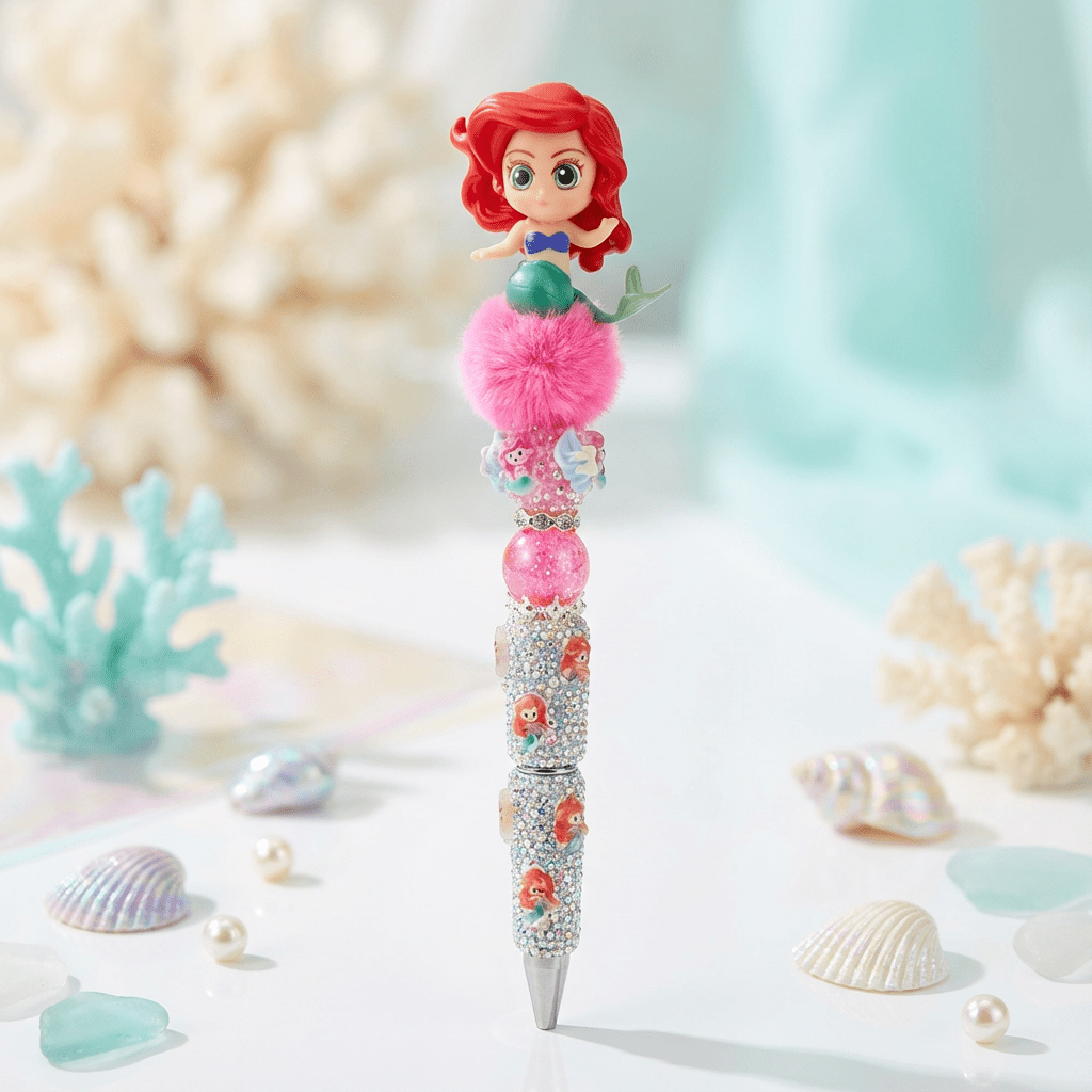 ✨ Cinderella Crystal Pen – Sparkly Princess Bead Pen ✨