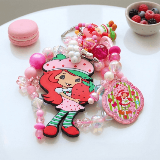 🍓 Strawberry Shortcake Pink Beaded Bag Charm – Cute Girly Accessory 🍓
