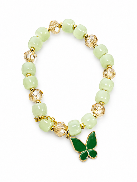 Soft mint beaded stretch bracelet