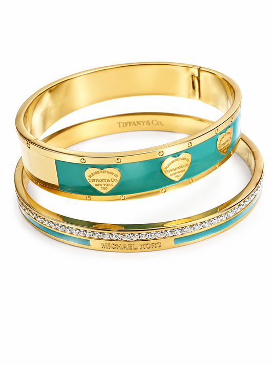 Turquoise & Gold Luxe Bangle Set
