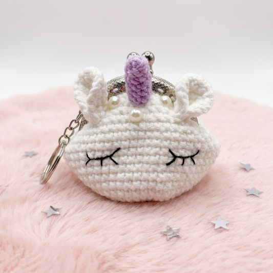 🦄 Crochet Unicorn Mini Coin Purse Keychain – JJCREATIONZ