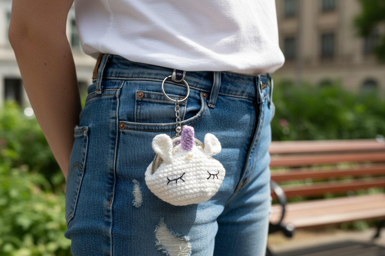 🦄 Crochet Unicorn Mini Coin Purse Keychain – JJCREATIONZ