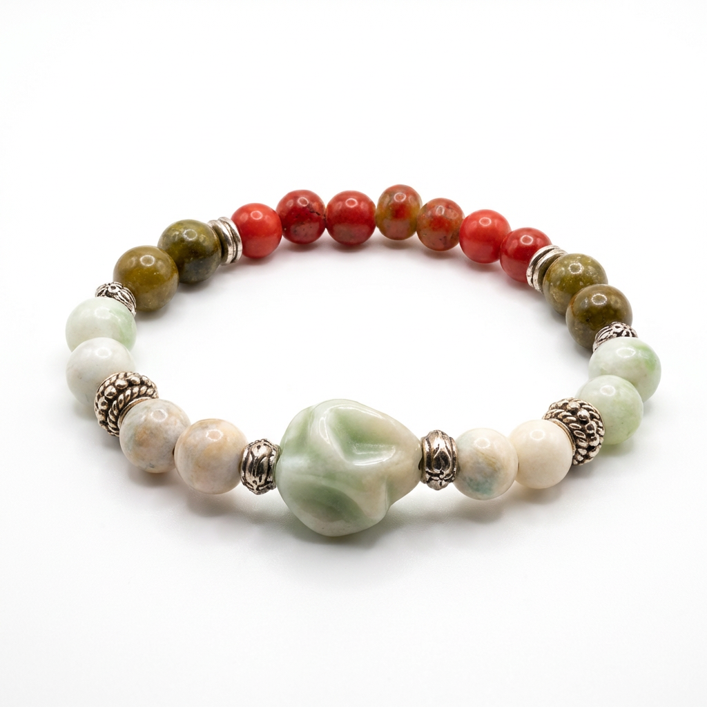 Multicolor Natural Stone Beaded Bracelet – Handmade Stretch Bracelet