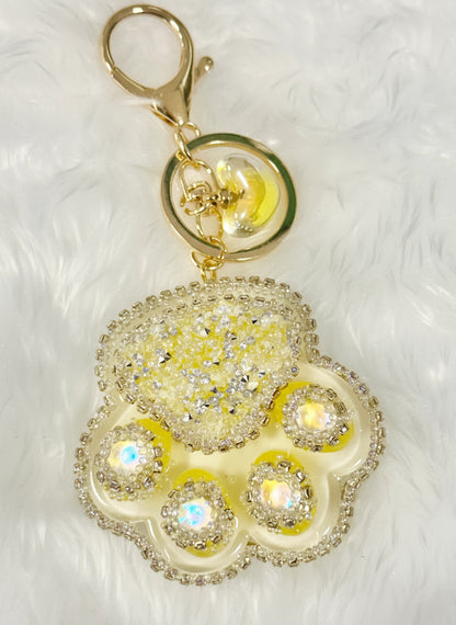 ✨ Sparkling Yellow Crystal Paw Keychain ✨