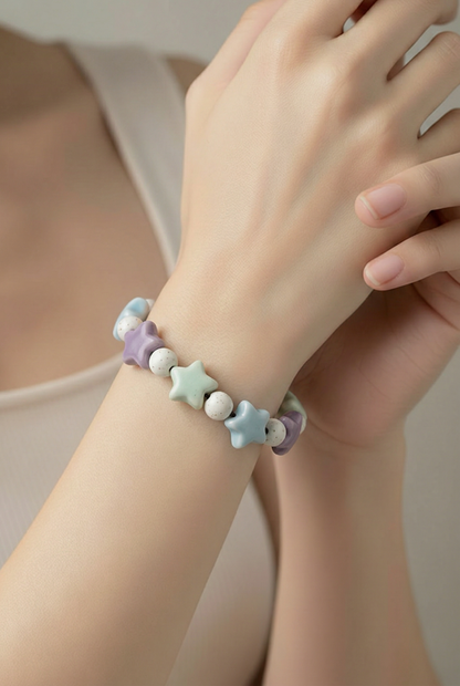Pastel Star Beaded Bracelet – Cute Stretch Bracelet
