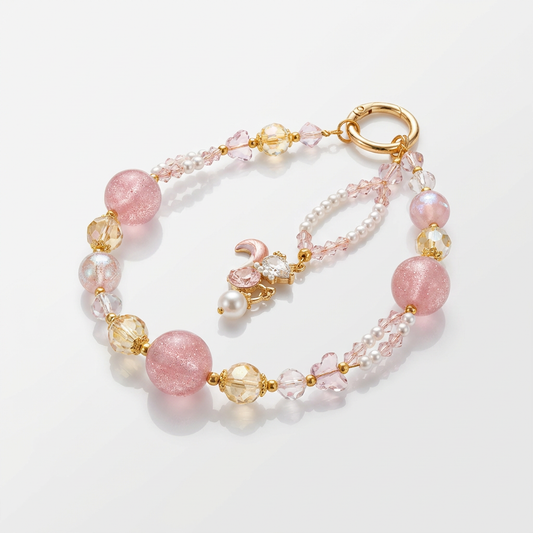 Pink Sparkle Cat Bag Charm – Crystal & Pearl Handbag Accessory