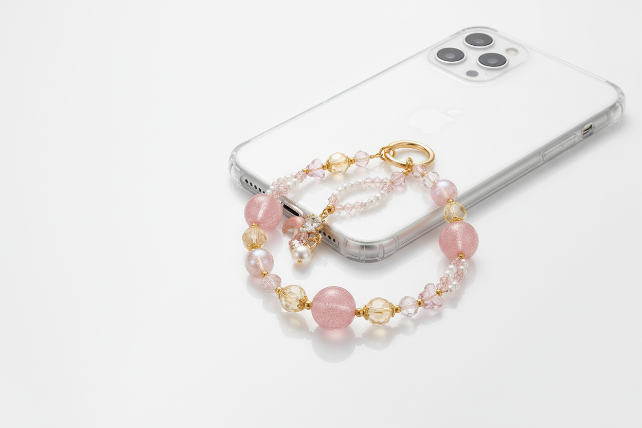 Pink Sparkle Cat Bag Charm – Crystal & Pearl Handbag Accessory