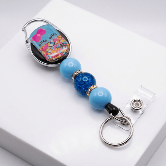 💊 Cute Rx Badge Reel with Beaded Charm – Nurse & Healthcare Accessory