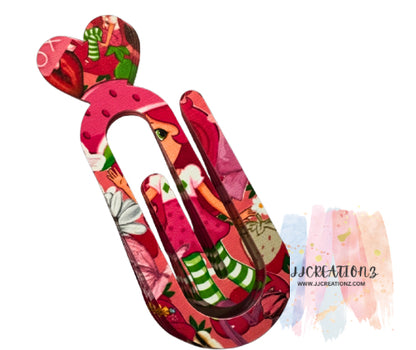 Pink Strawberry Shortcake -Inspired Oversized Paperclip Bookmark! ❤️✨
