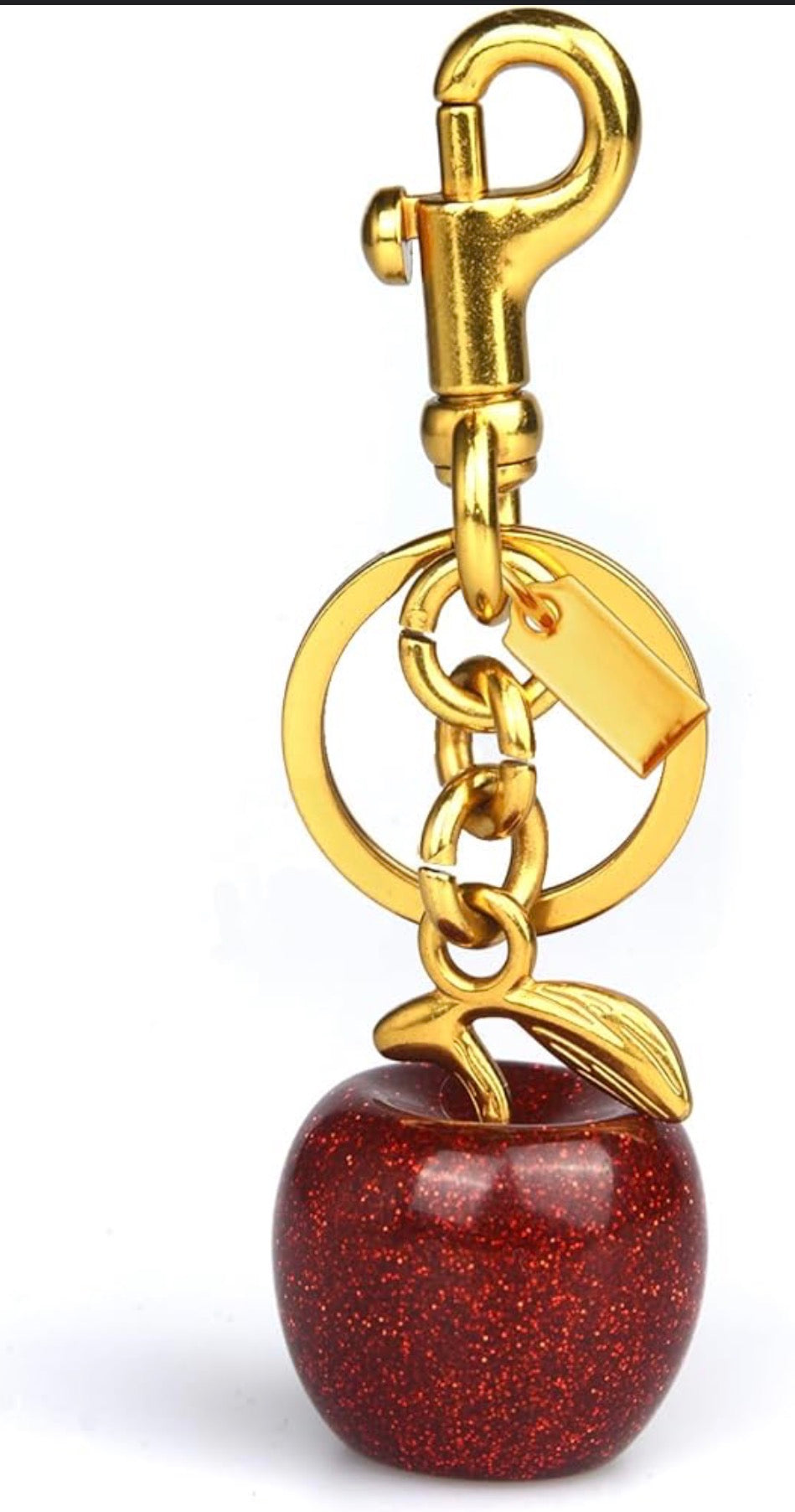 🍒 Elegant Apple Keychain/ Bag charm with Gold-Tone Detailing