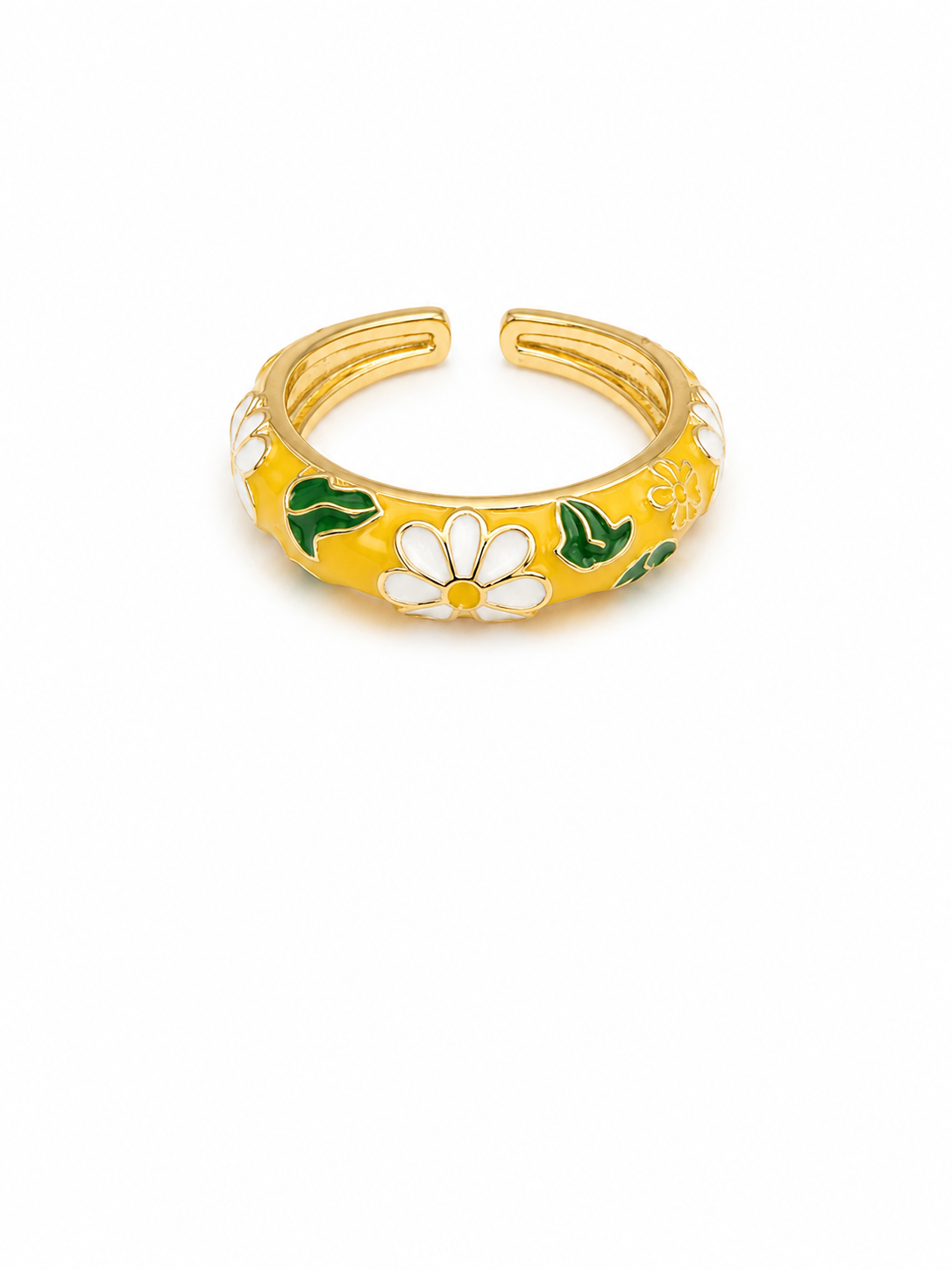 Sunshine Daisy Enamel Cuff ring