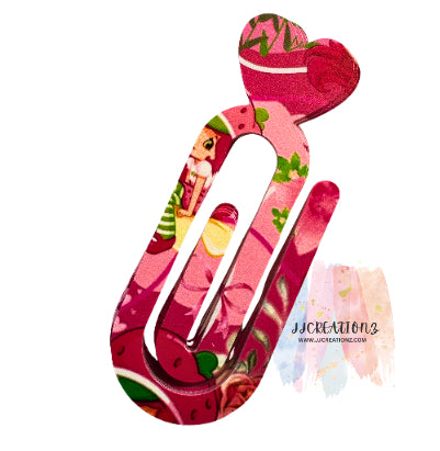 Pink Strawberry Shortcake -Inspired Oversized Paperclip Bookmark! ❤️✨