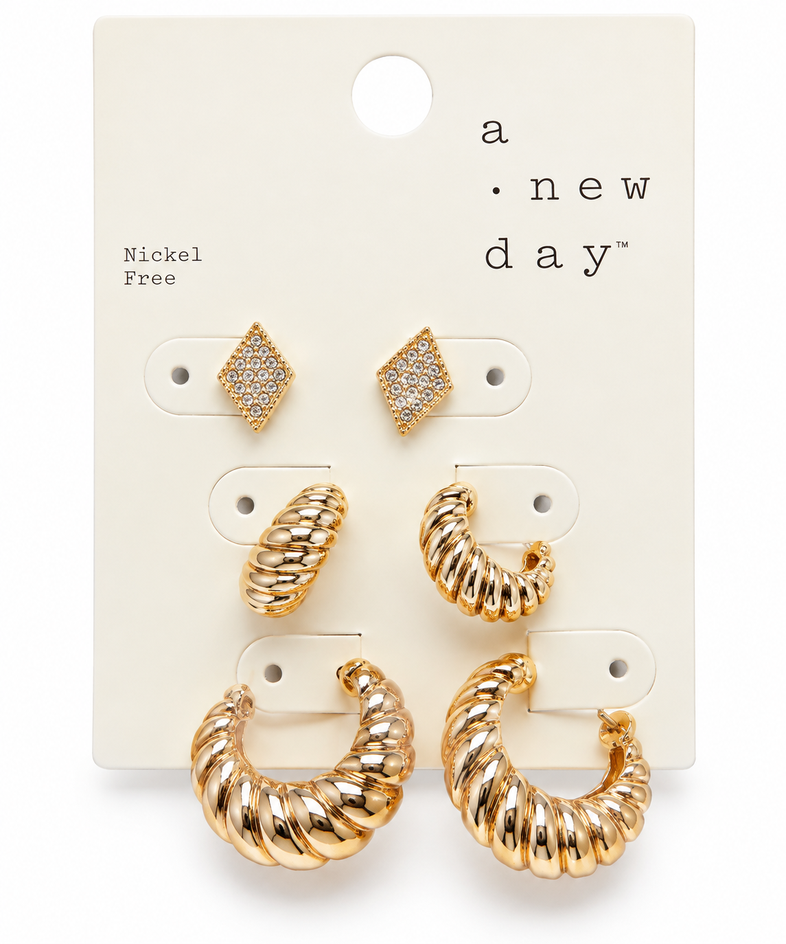 Gold-Tone 3-Pair Mixed Earring Set