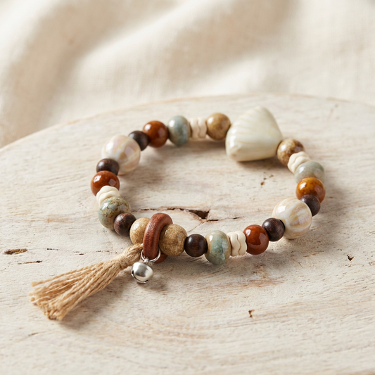 Boho Earth Tone Beaded Bracelet – Natural Style Stretch Bracelet