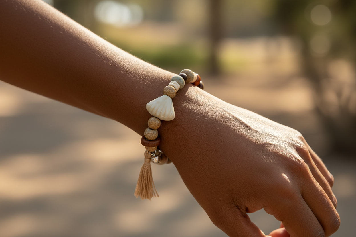 Boho Earth Tone Beaded Bracelet – Natural Style Stretch Bracelet
