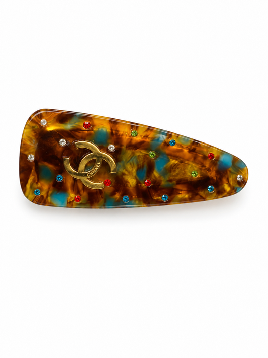 Tortoise Shell Glam Hair Clip – Rhinestone Statement Barrette