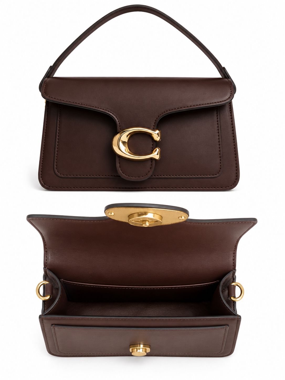 Chocolate Brown Gold Accent Shoulder Bag