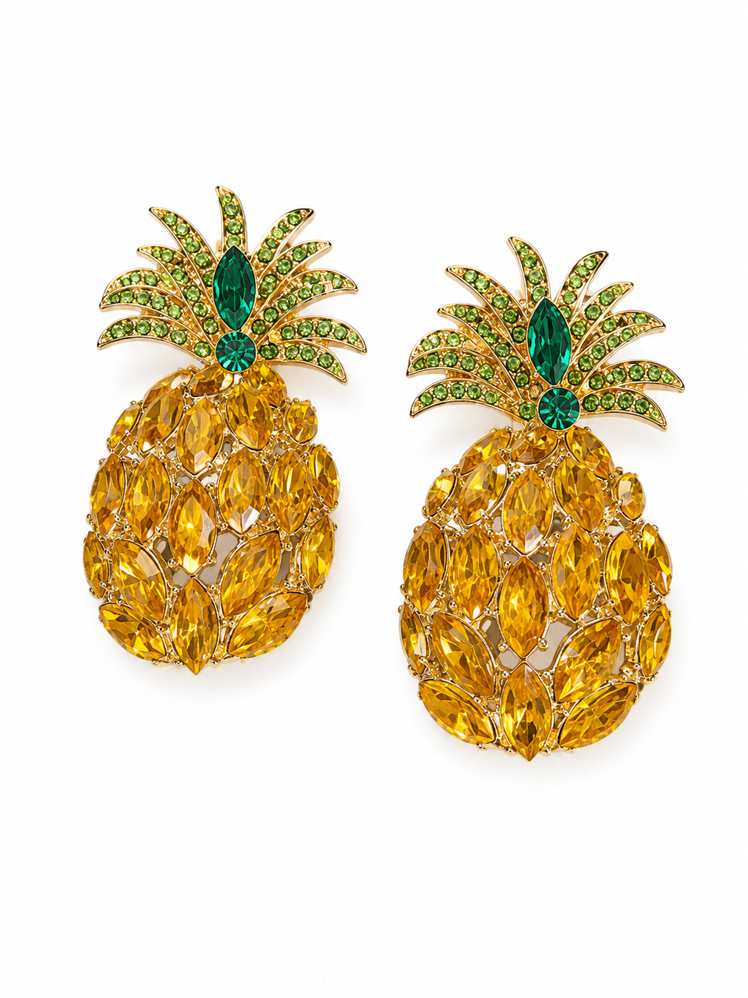 Tropical Pineapple Statement Earrings – Crystal Glam Collection