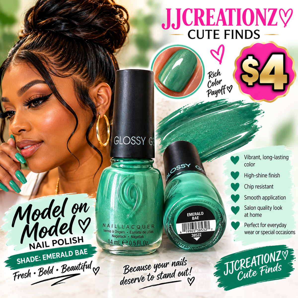 Emerald Bae Glossy Nail Polish – Vibrant Green