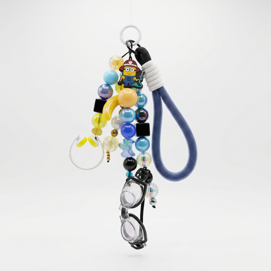 Minion-Themed Beaded Wristlet Keychain – Fun & Functional 💙✨